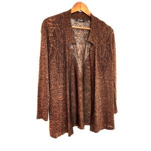 Nic + Zoe Silk Cardigan Brown Loose Knit Size Small Petite
